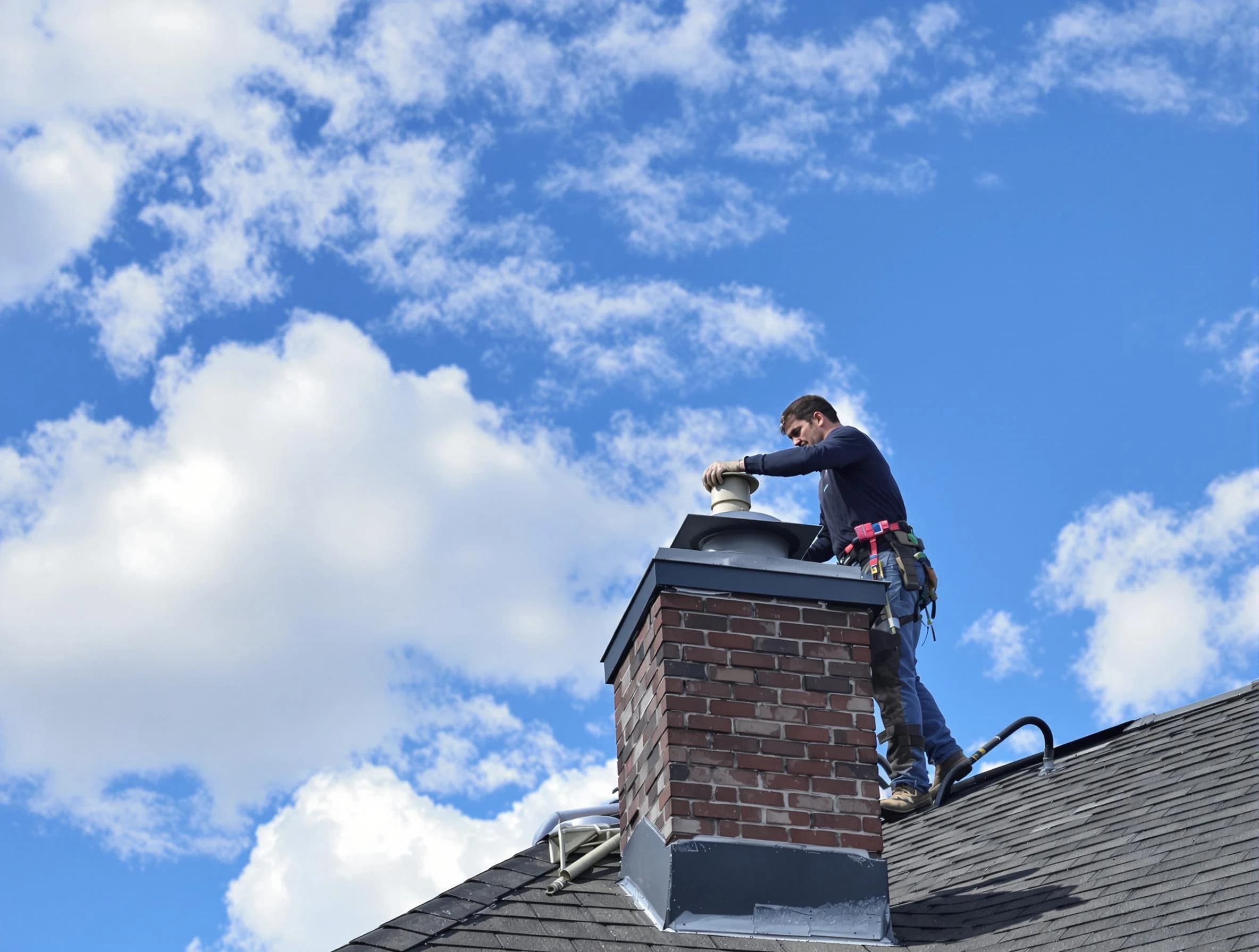 South Fulton Chimney Sweep installing a sturdy chimney cap in South Fulton, GA