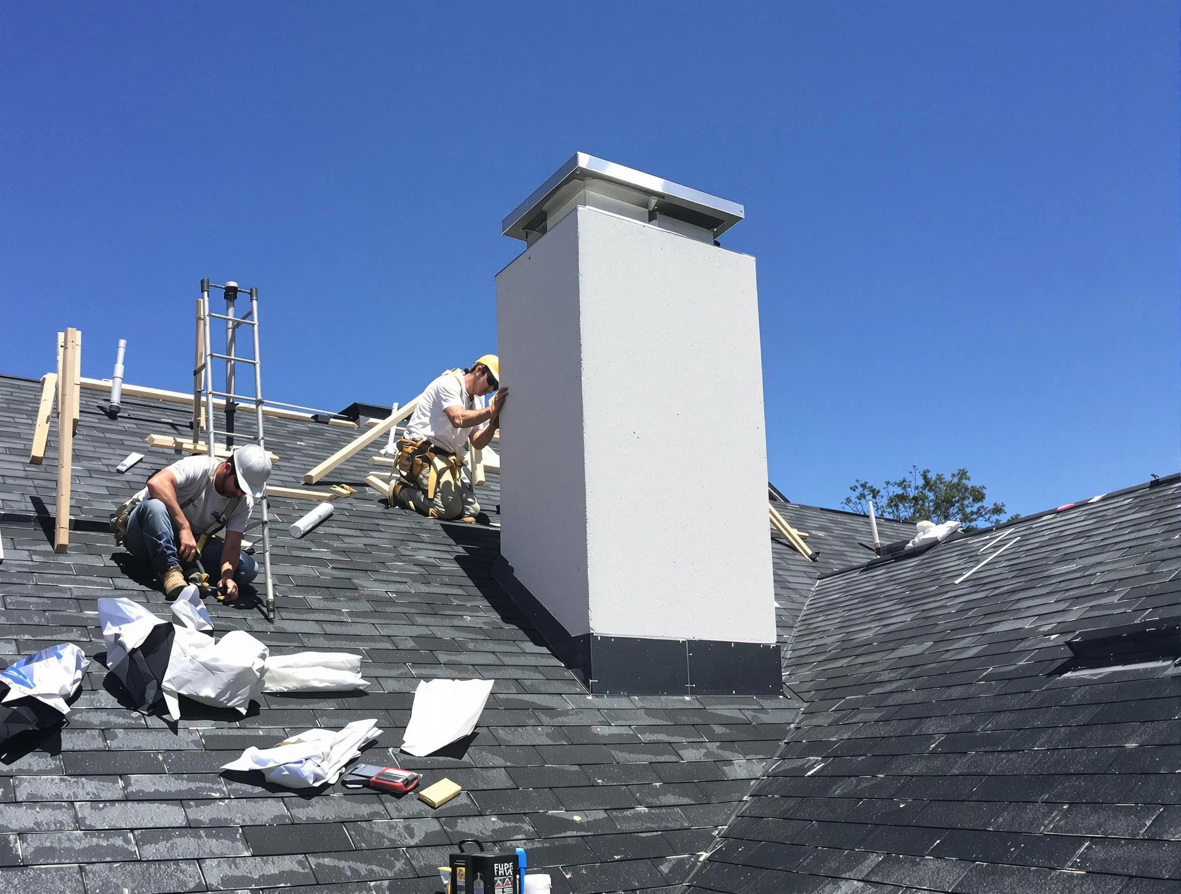 South Fulton Chimney Sweep crew installing a new chimney in South Fulton, GA
