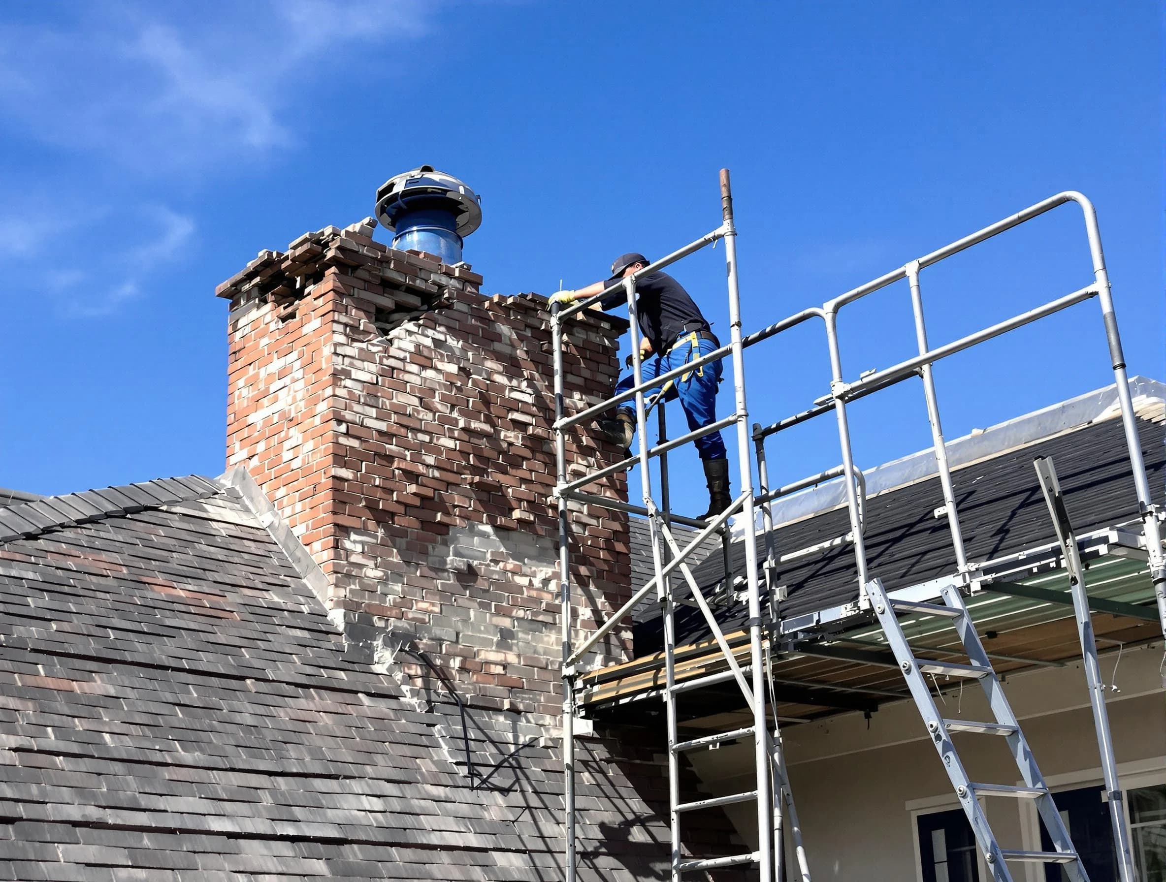 Rebuilding a chimney structure by South Fulton Chimney Sweep in South Fulton, GA