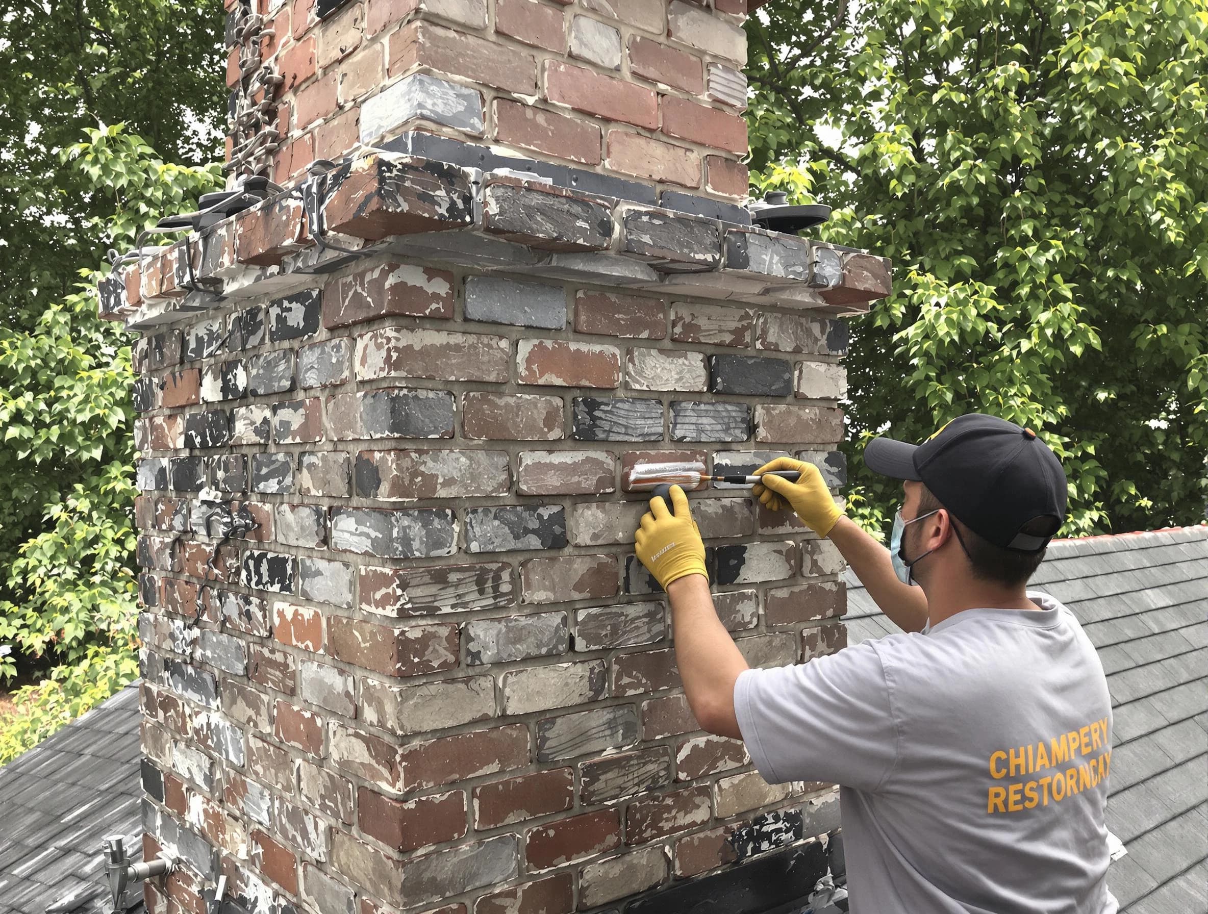 In-progress chimney restoration by South Fulton Chimney Sweep in South Fulton, GA