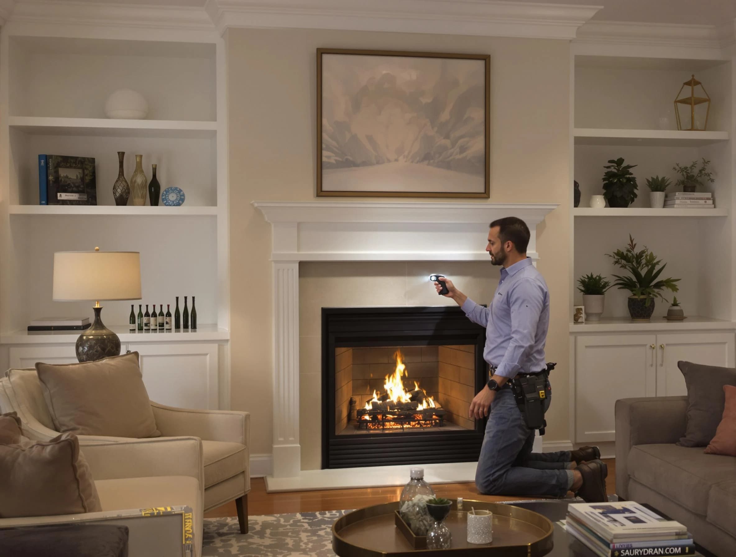 South Fulton Chimney Sweep conducting a fireplace safety inspection in South Fulton, GA