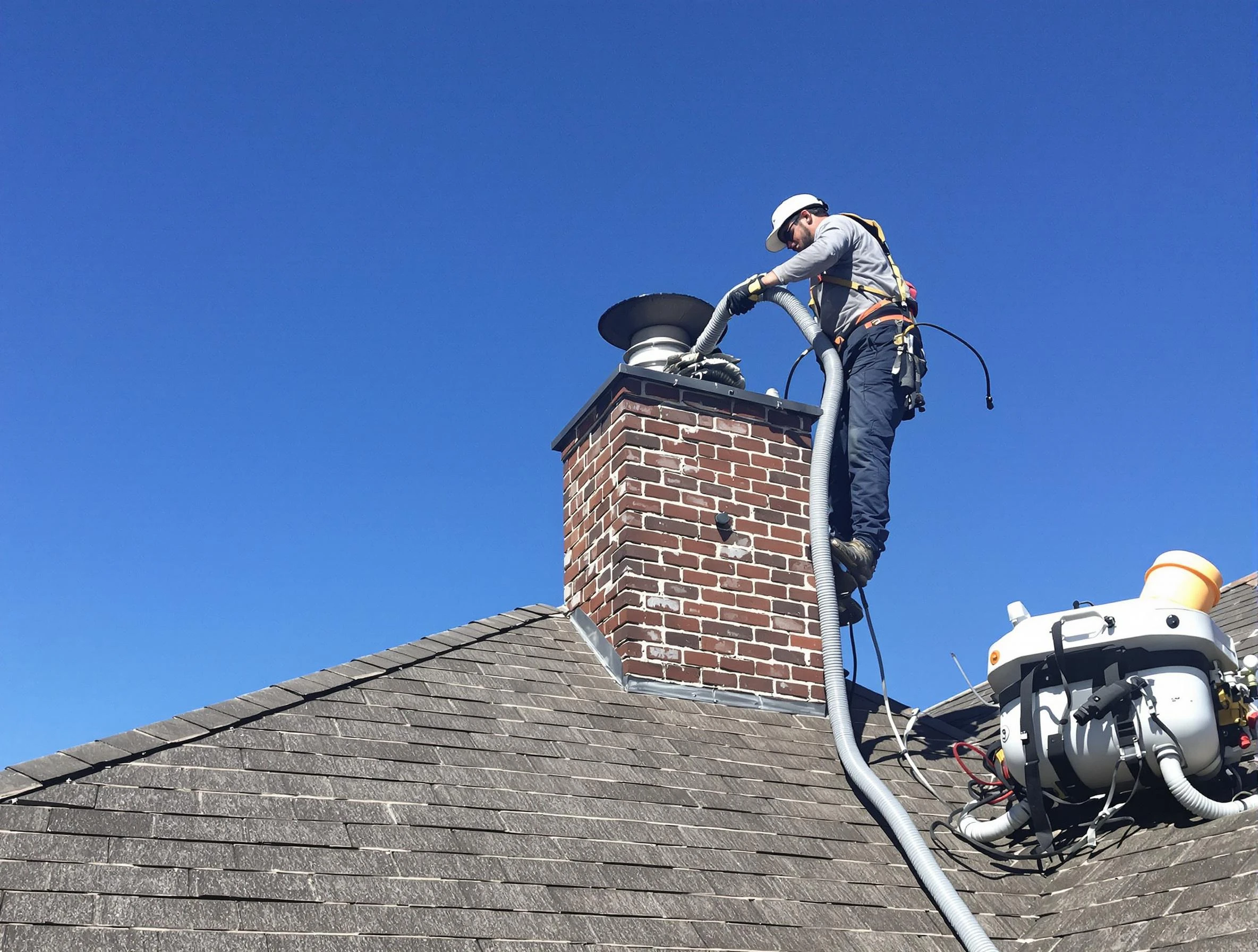 Dedicated South Fulton Chimney Sweep team member cleaning a chimney in South Fulton, GA