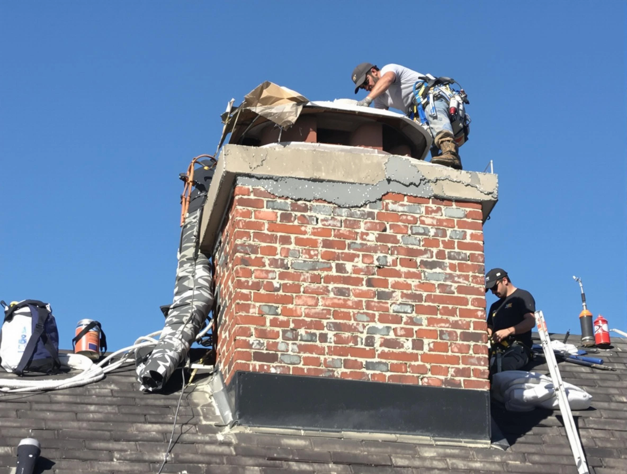 South Fulton Chimney Sweep installing a custom chimney crown in South Fulton, GA