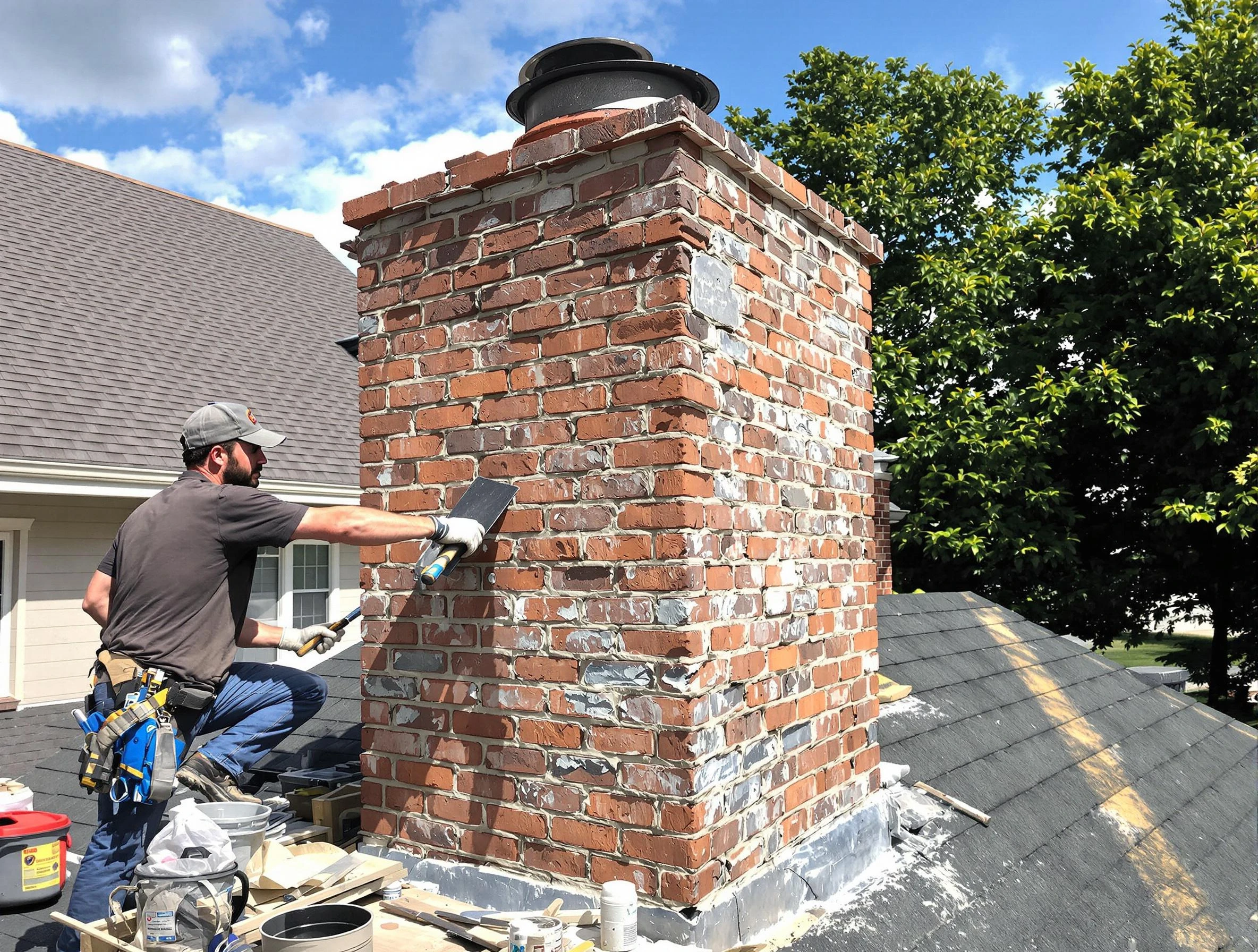 Completed chimney rebuild by South Fulton Chimney Sweep in South Fulton, GA