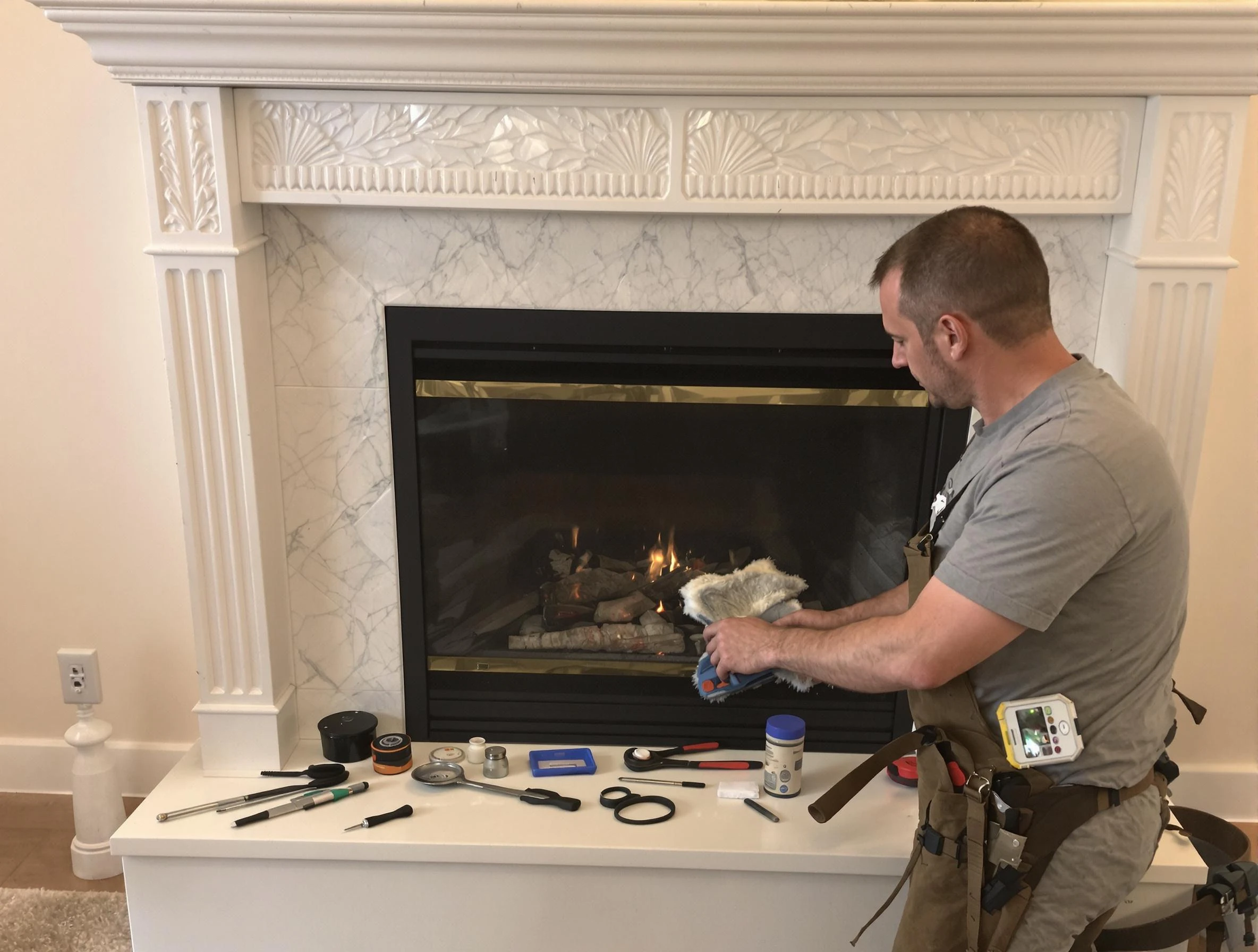 South Fulton Chimney Sweep performing fireplace maintenance in South Fulton, GA